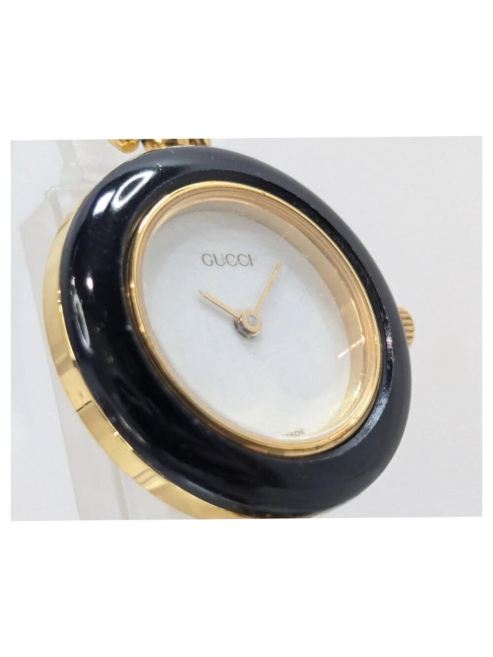 Authentic Vintage Gucci Gold Tone Bracelet Watch Enamel Bezel Women’s Swiss Made - Picture 7 of 15